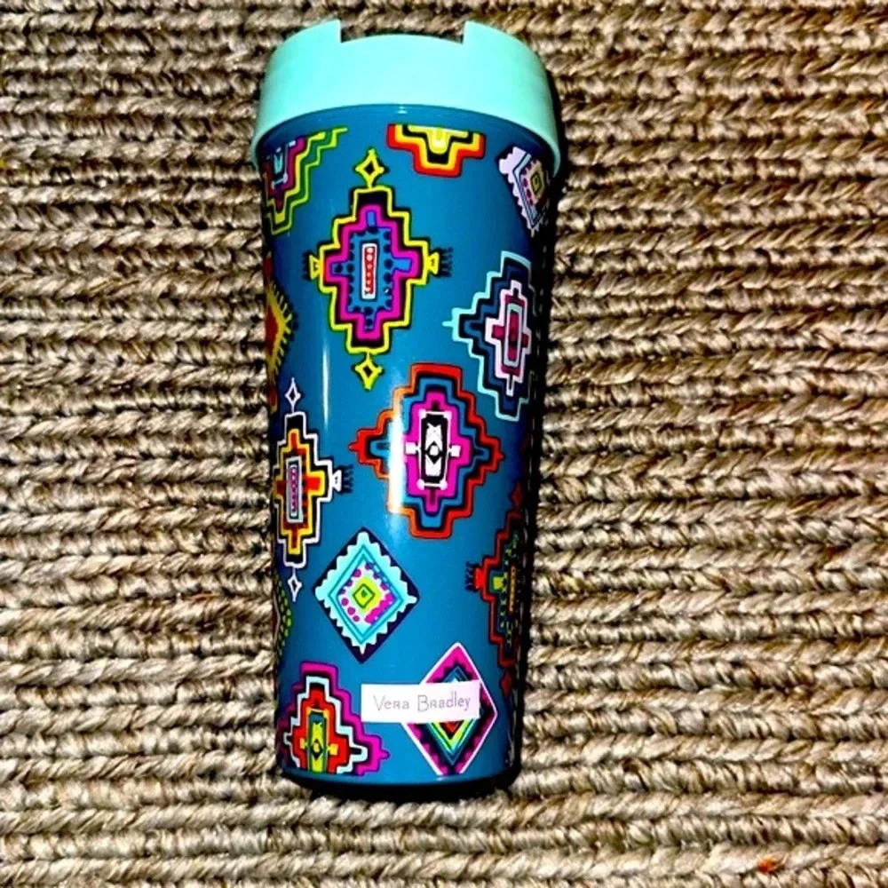 VERA BRADLEY drinking tumbler cup painted medallions